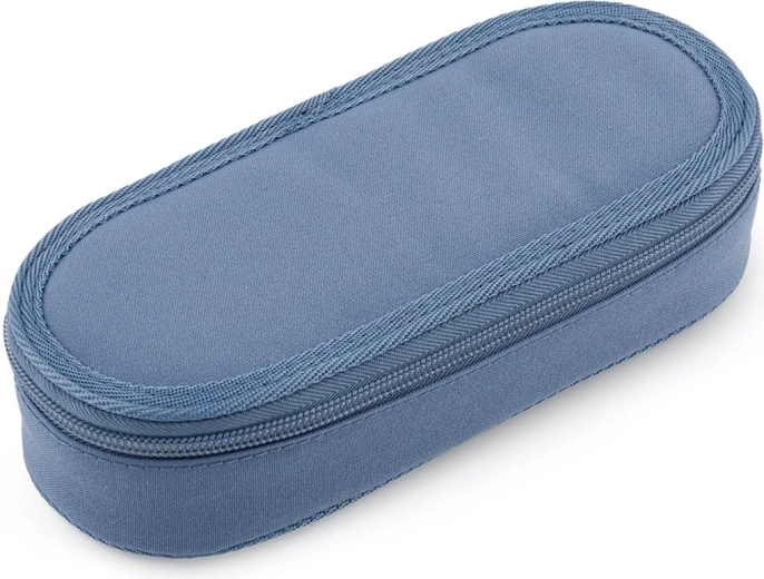 Astuccio ovale per studenti Topgal in blu denim