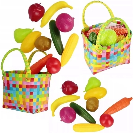 Set per bambini di frutta e verdura in cestino, 11 pezzi