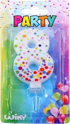 Candela per festa numero 8 a pois