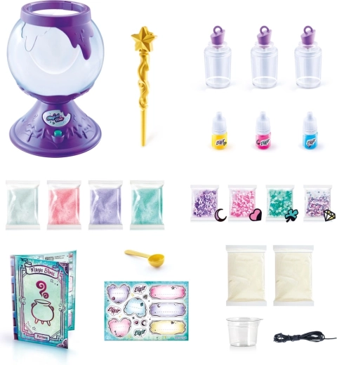 Bacchetta dorata e boccette da collo