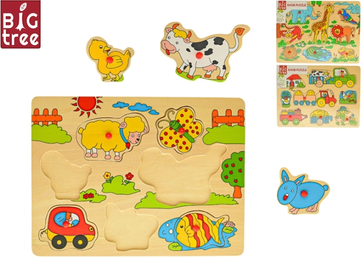 Puzzle in legno con pioli Big Tree 30 × 22,5 cm, 3 motivi