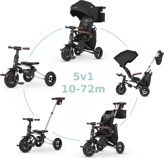Triciclo Qplay Nova Deluxe 5 in 1 nero