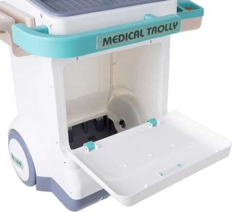 Carrello mobile a due livelli con spazio contenitivo