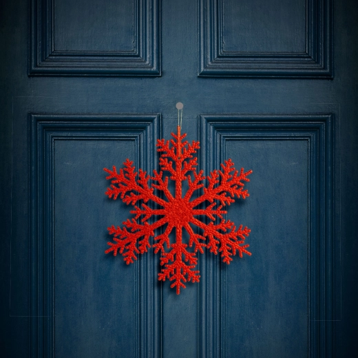 Decorazione natalizia da appendere a forma di fiocco di neve rosso 31 cm