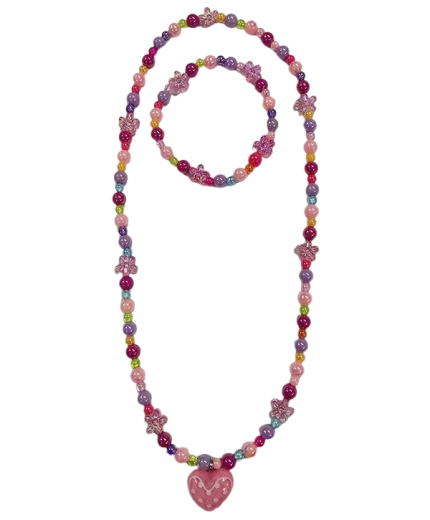 Set di gioielli con fiorellini e ciondolo a cuore