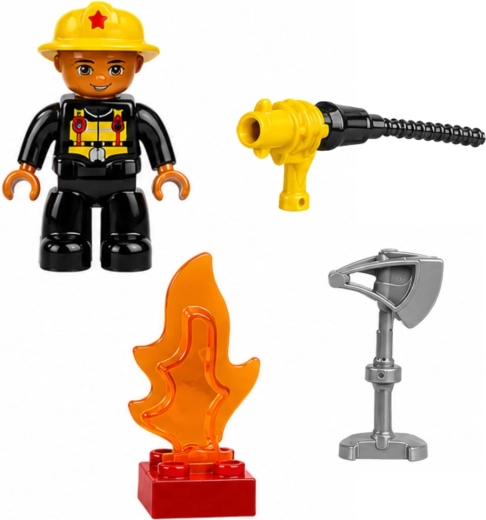 Personaggio pompiere e accessori a tema