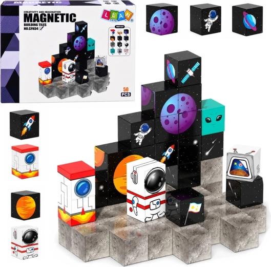 Cubetti magnetici a tema spazio 3D (50 pezzi)