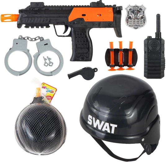 Set da polizia per bambini SWAT con mitra, casco e accessori