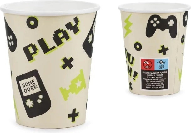 Bicchieri di carta Gamer 220 ml mix di design