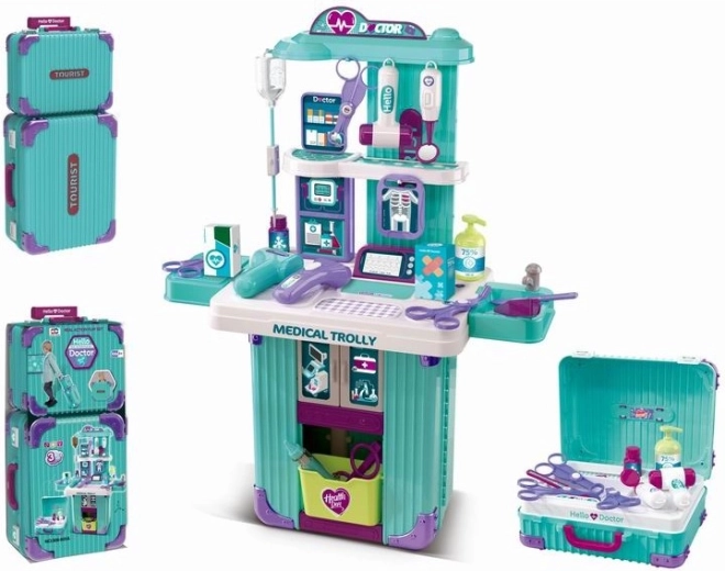 Set medico per bambini blu con 2 valigette
