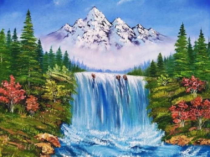 Norimpex pittura con diamanti Montagna sopra la cascata in autunno 30 × 40 cm