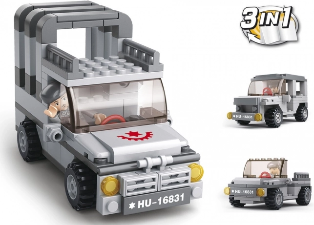 Sluban Army 9v1 jeep militare 3v1