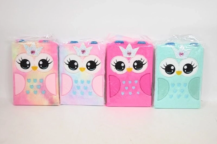 Diario in peluche con motivo gufo 16 × 22 cm