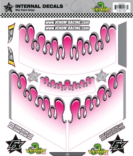 Grafica interna Jamara decor Wet Paint Drops rosa per Venom Racing