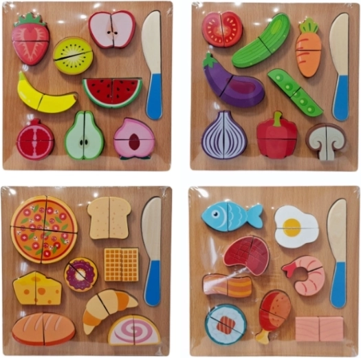Puzzle in legno alimenti con coltello (variante casuale) - 1 pezzo