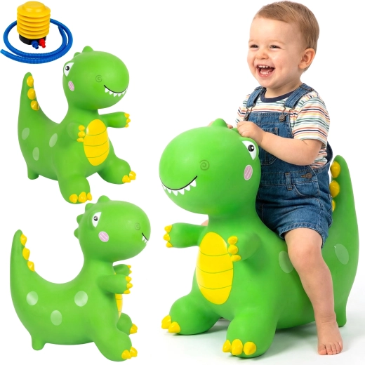 Costume gonfiabile da dinosauro T‑Rex verde per bambini con ventilatore