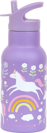 A Little Lovely Company borraccia termica per bambini in acciaio inox con unicorni e arcobaleno, 350 ml