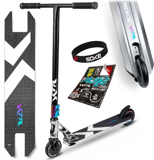 Soke XTR Phantom Chrome monopattino freestyle professionale argento-nero