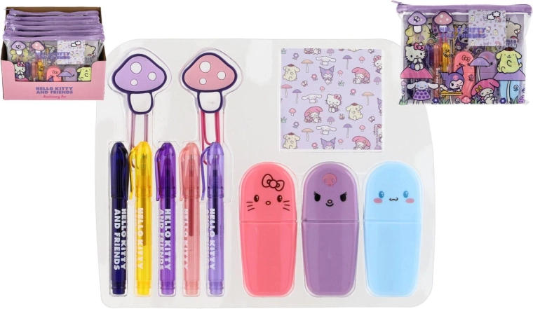 Grande set scolastico Hello Kitty e amici con motivo funghetti