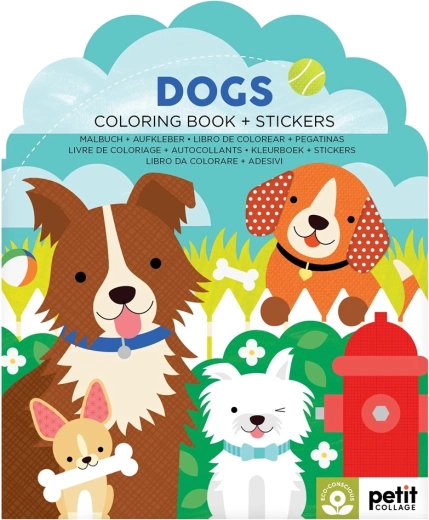 Petit Collage libro da colorare con adesivi Cagnolini