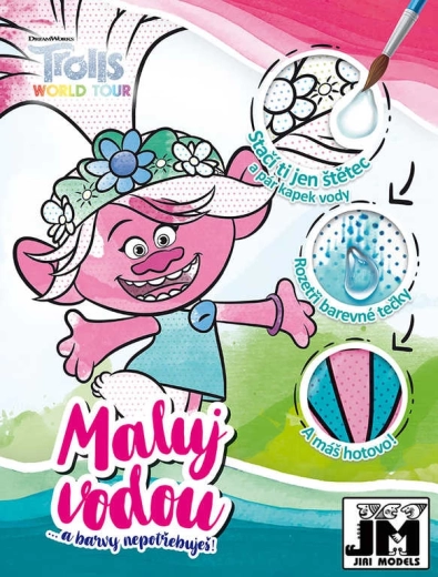 Jiri Models dipingi con l’acqua Trolls 2 album da colorare - 1 pezzo