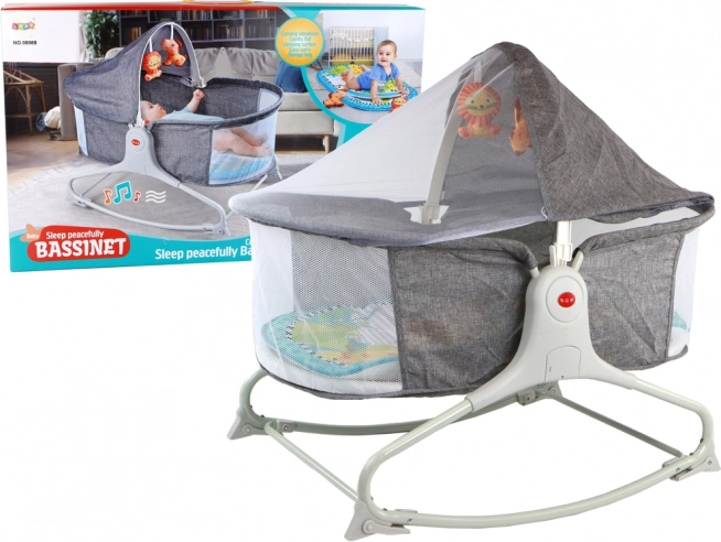 Sdraietta multifunzionale per bambini e culla 2 in 1 con tappetino da gioco – Grigio