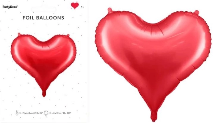 Palloncino in foil a cuore rosso 75 × 64,5 cm