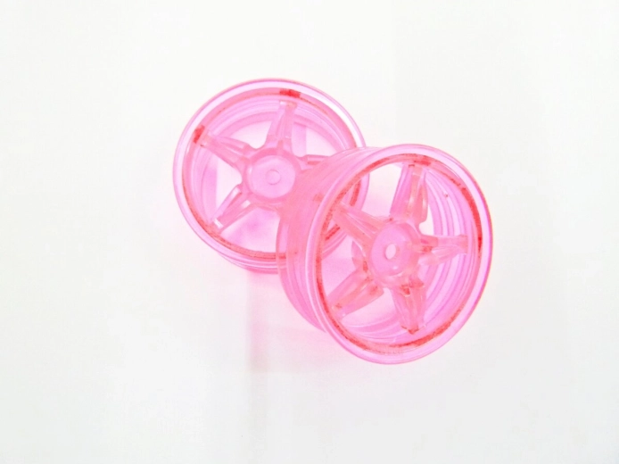 Cerchio a cinque razze Tamiya da 22 mm in colore rosa neon