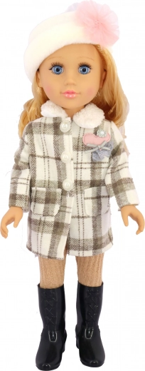 Bambola con suoni 48 cm con cappottino e berretto