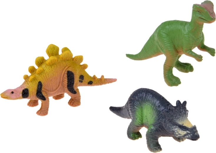 3 statuine di dinosauri e adesivi luminosi