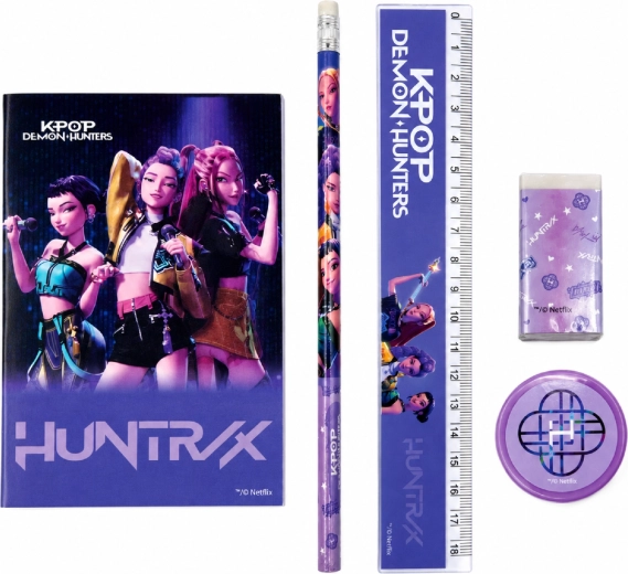 Set scolastico da scrittura in 5 pezzi KPop Demon Hunters Huntrix – viola