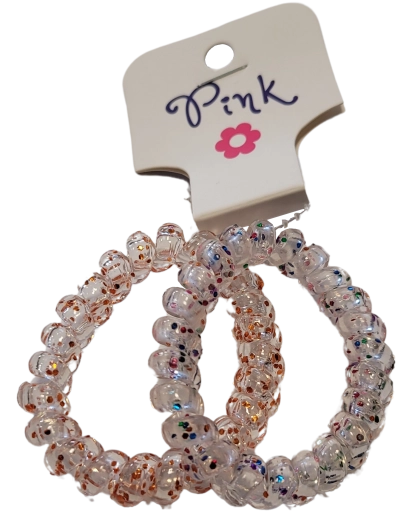 Elastici per capelli a spirale PINK con glitter 2 pz