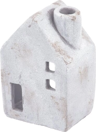 Portacandela in cemento a casetta grigio 16 cm