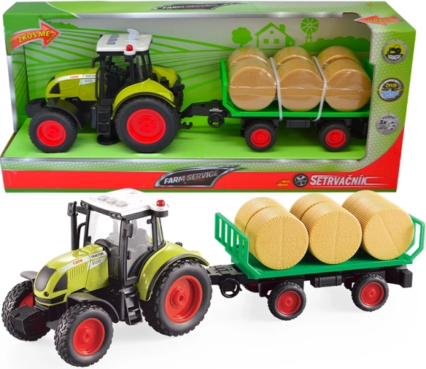 FARM SERVICE trattore con rimorchio e balle di paglia 1:16