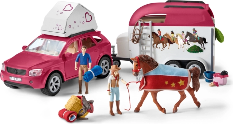 Schleich Horse Club SUV avventuroso con rimorchio per cavalli e personaggi