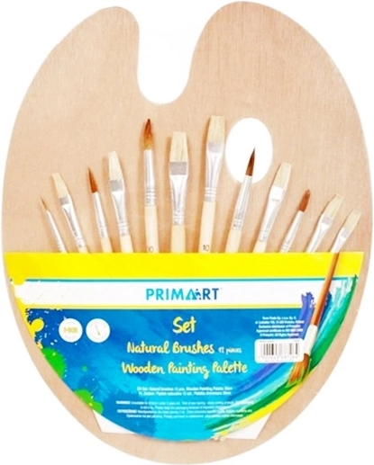 Palette da pittore in legno con pennelli