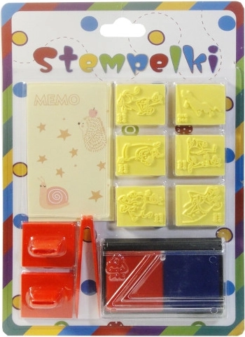 Set di timbri colorati con spugnetta e pinzetta