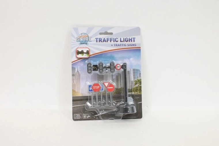 Semaforo luminoso con set di segnali stradali