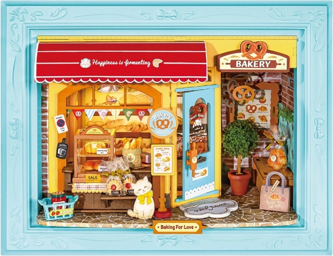 RoboTime puzzle 3D in legno in cornice – panetteria Fluffy Cat