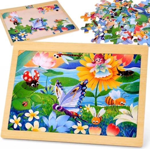 Puzzle in legno fata marina e insetti 40 pezzi