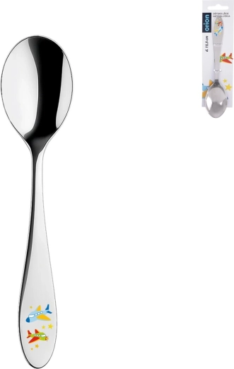 Cucchiaio per bambini in acciaio inox con motivo di aerei, 1 pz