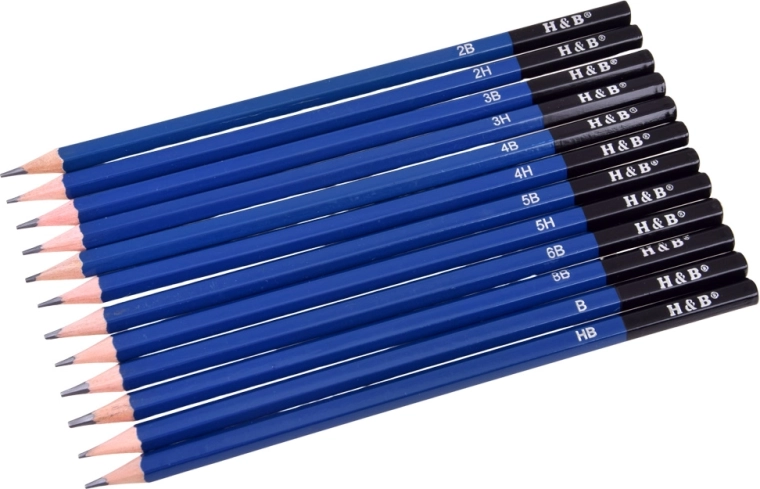 Ampia gamma di durezze delle matite in grafite (2H–8B)