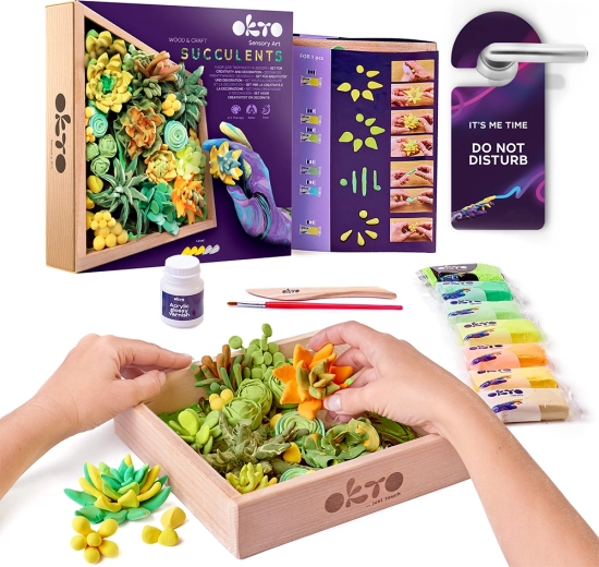 OKTO Energy set creativo per modellare con motivo di piante grasse in cornice di legno
