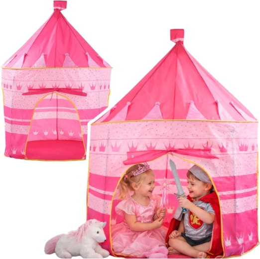 Tenda da gioco per bambini a forma di castello da principessa rosa 135 × 105 cm
