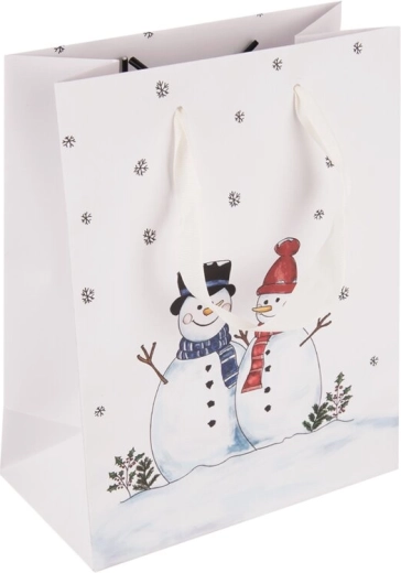 Borsa regalo in carta con motivo pupazzo di neve 14 × 7 × 18 cm