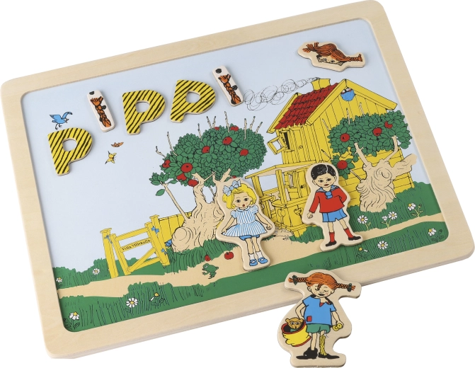 Lavagna magnetica bifacciale con lettere e immagini Pippi