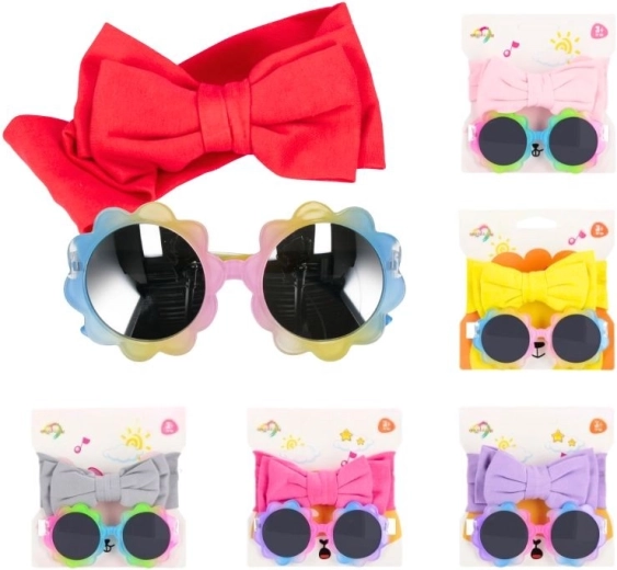 Set di occhiali da sole e fascia per capelli con fiocco (6 colori)