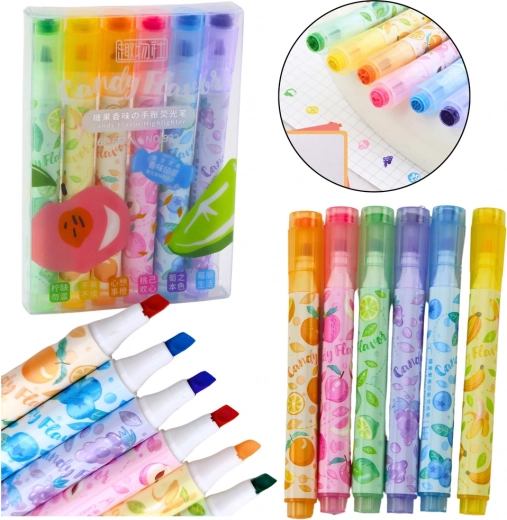 Evidenziatori di frutta colorati con timbro - set di 6 pezzi