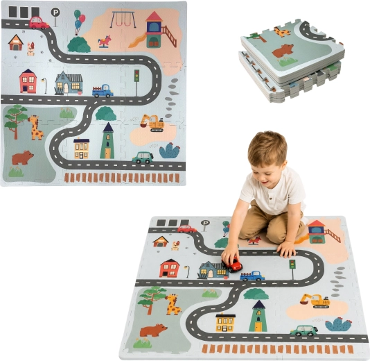 Tappetino puzzle educativo in schiuma Humbi Città 90 × 90 cm, 9 pezzi