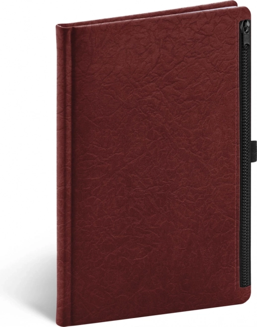 Taccuino a righe con tasca con zip rosso 13 × 21 cm